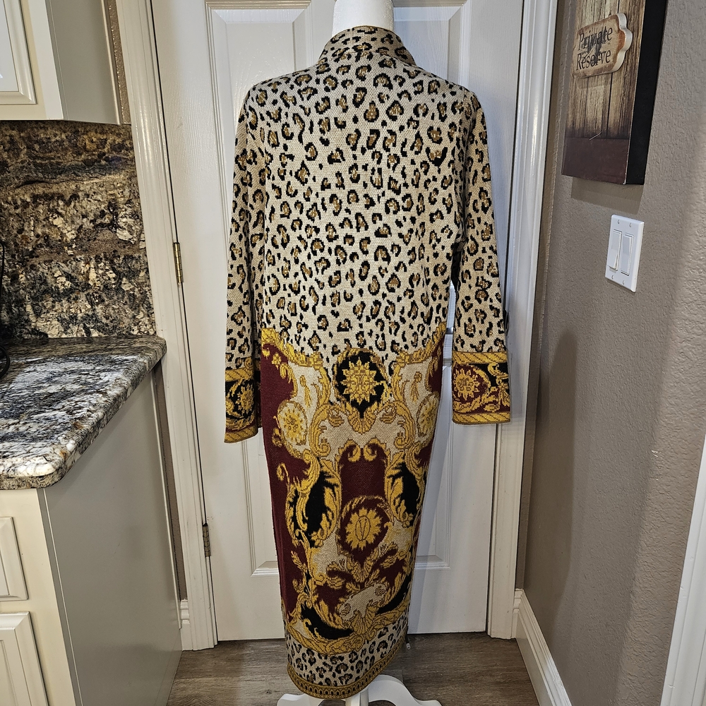 Max Sport Elegant Leopard Print Cardigan with Burgundy and Gold Details  Large - Picture 6 of 13